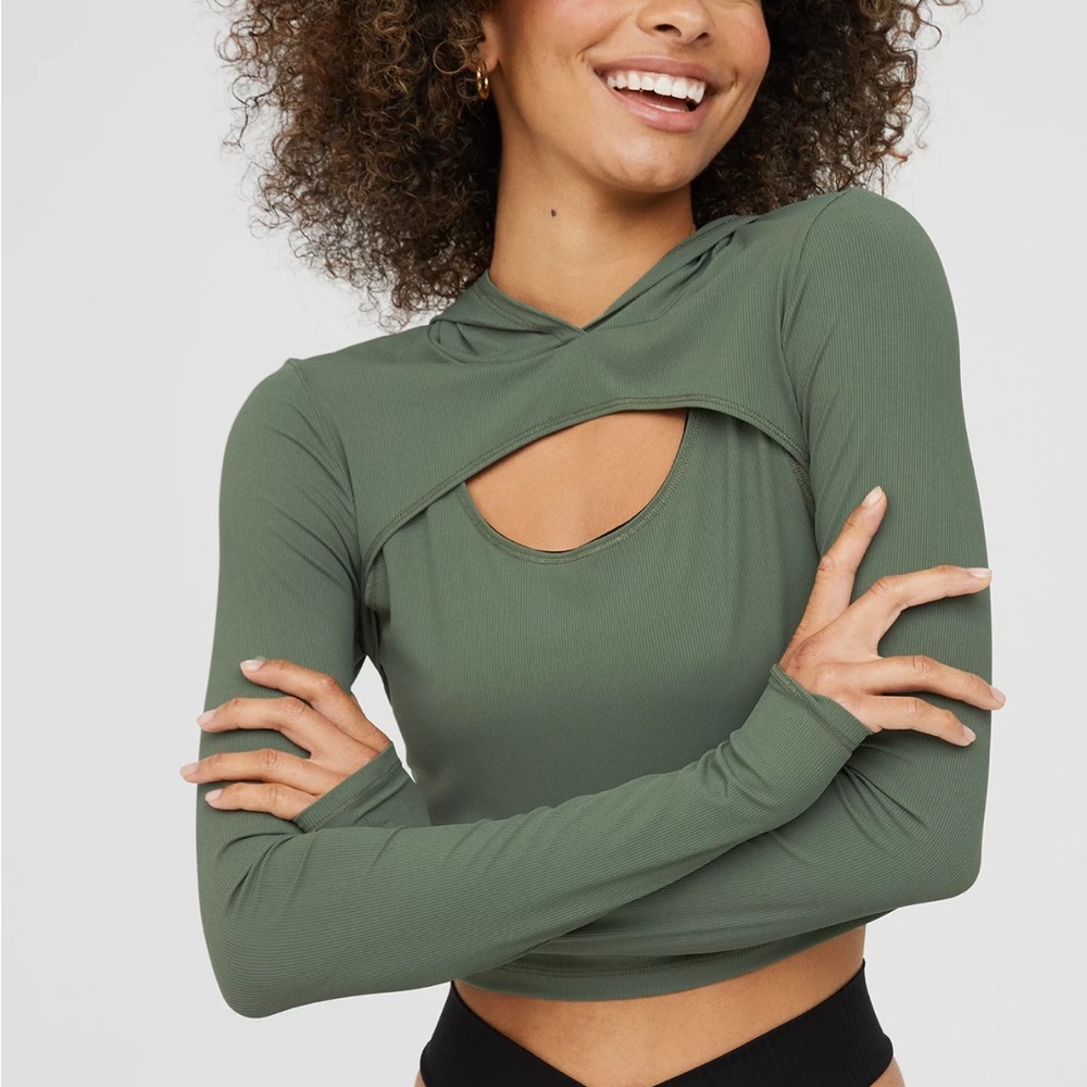 OFFLINE By Aerie Move-It Rib Cut Out Hooded T-Shirt